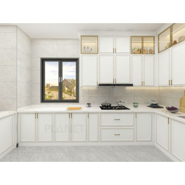 Cabinet de cuisine blanc en contreplaqué en contreplaqué en mélamine plate